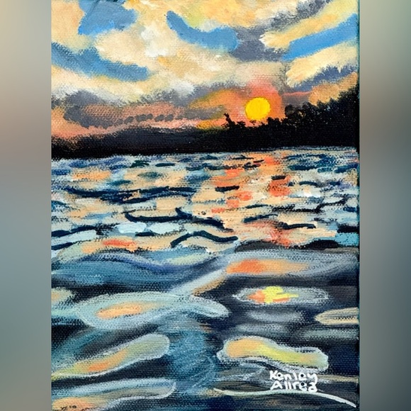 Other - Original Art Beach Seascape Acrylic Painting Artwork 6”x8” 1.5” Thick